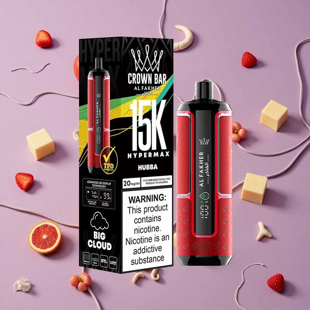 Al Fakher Crown Bar 15K Hypermax 22ml DTL Disposable Vape Kit New Zealand wholesalers