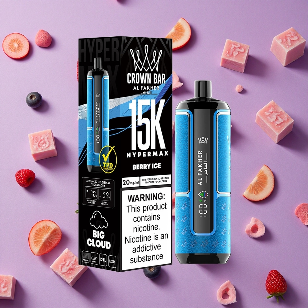 Berry Ice Al Fakher Crown Bar 15K Hypermax 22ml 600mAh Disposable Vape Kit New Zealand wholesalers