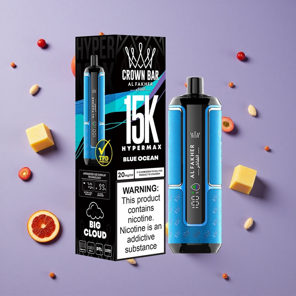 Blue Ocean Al Fakher Crown Bar 15K Hypermax 22ml Disposable Vape Kit for New Zealand Wholesalers