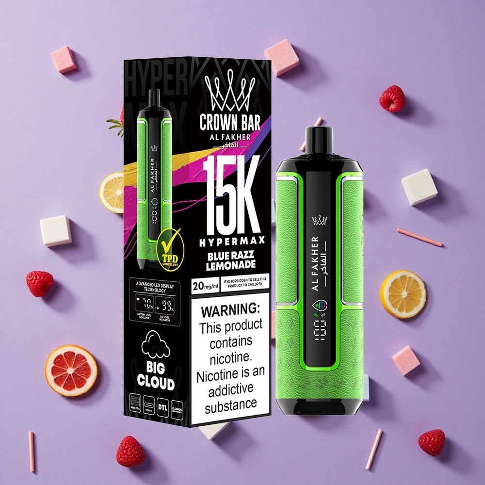 Blue Razz Lemonade Al Fakher Crown Bar 15K Hypermax Disposable Vape Kit 22ml New Zealand wholesalers