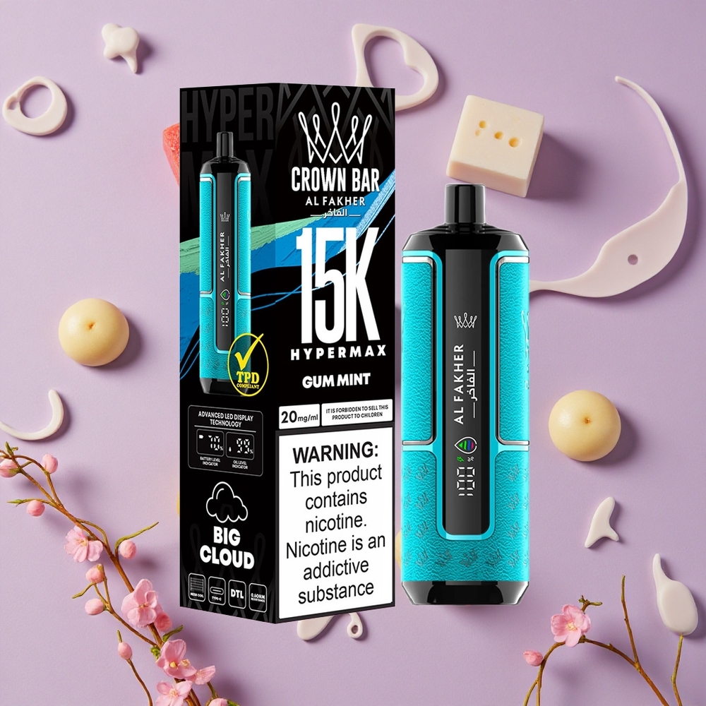 Gum Mint Al Fakher Crown Bar 15K Hypermax 22ml Disposable Vape Kit New Zealand wholesalers