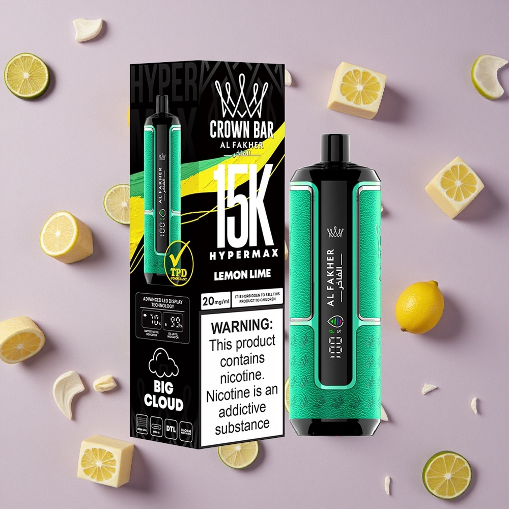 Lemon Lime Al Fakher Crown Bar 15K Hypermax Disposable Vape Kit 22ml New Zealand wholesalers