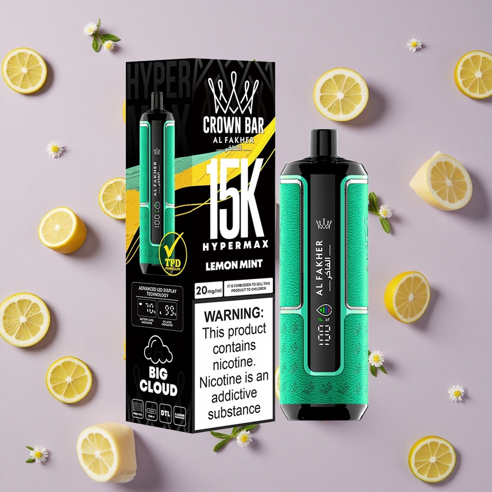 Lemon Mint Al Fakher Crown Bar 15K Hypermax 22ml DTL New Zealand wholesalers