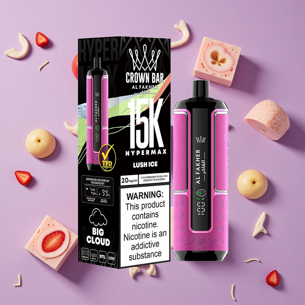 Luch Ice Al Fakher Crown Bar 15K Hypermax Disposable Vape Kit 22ml New Zealand wholesalers