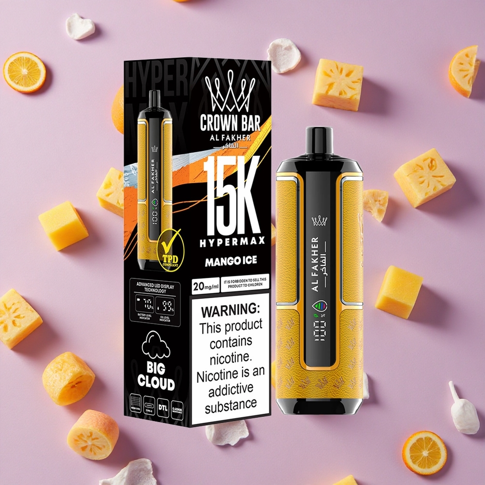Mango Ice Al Fakher Crown Bar 15K Hypermax Disposable Vape Kit New Zealand wholesalers