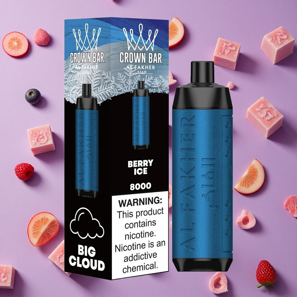 Berry Ice Al Fakher Crown Bar 8000 Disposable Vape with 18ml e-Liquid & USB Type-C Charging for New Zealand Wholesalers