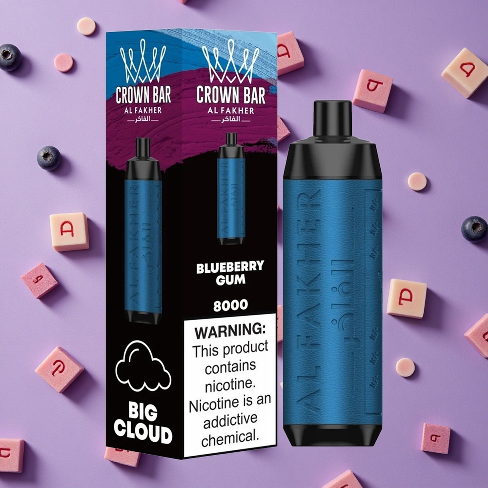 Blueberry Gum Al Fakher Crown Bar 8000 Puffs 18ml e-Liquid New Zealand wholesalers