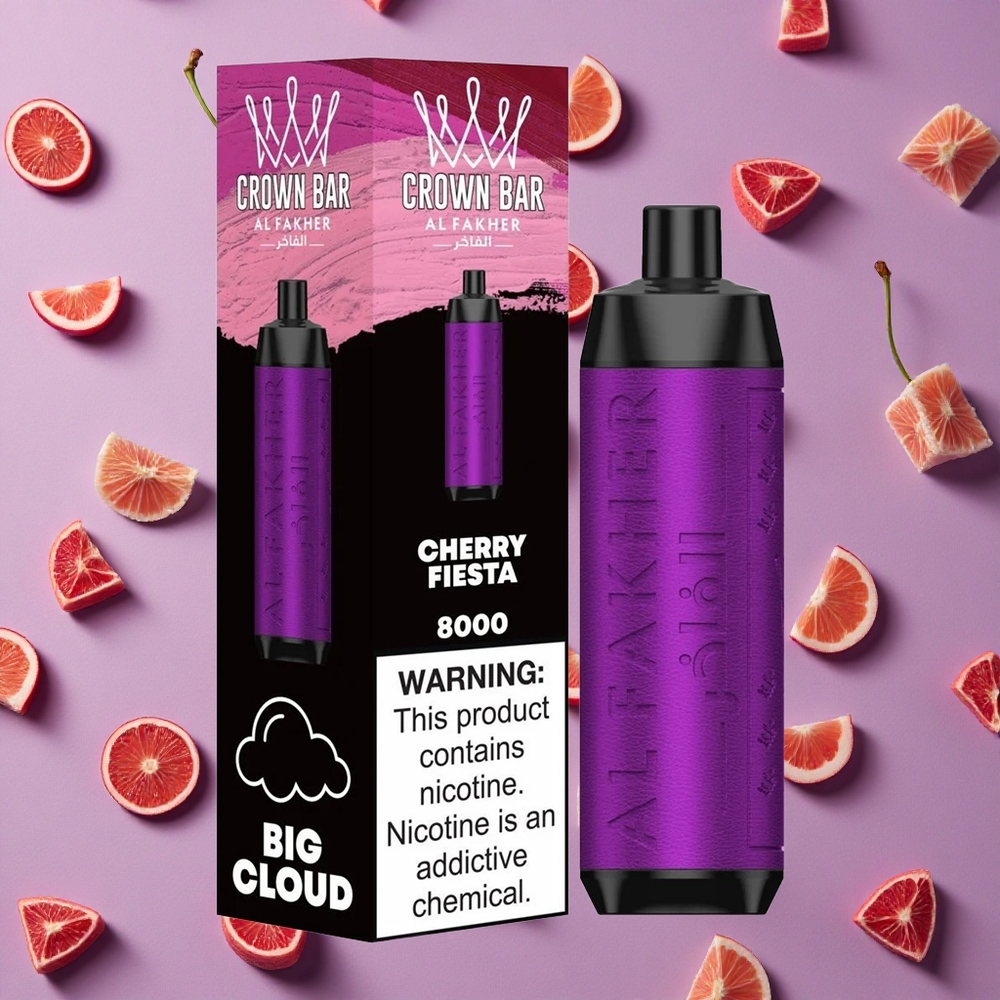 Cherry Fiesta Al Fakher Crown Bar 8000 Crystal Disposable Vape 18ml USB Type-C New Zealand wholesalers