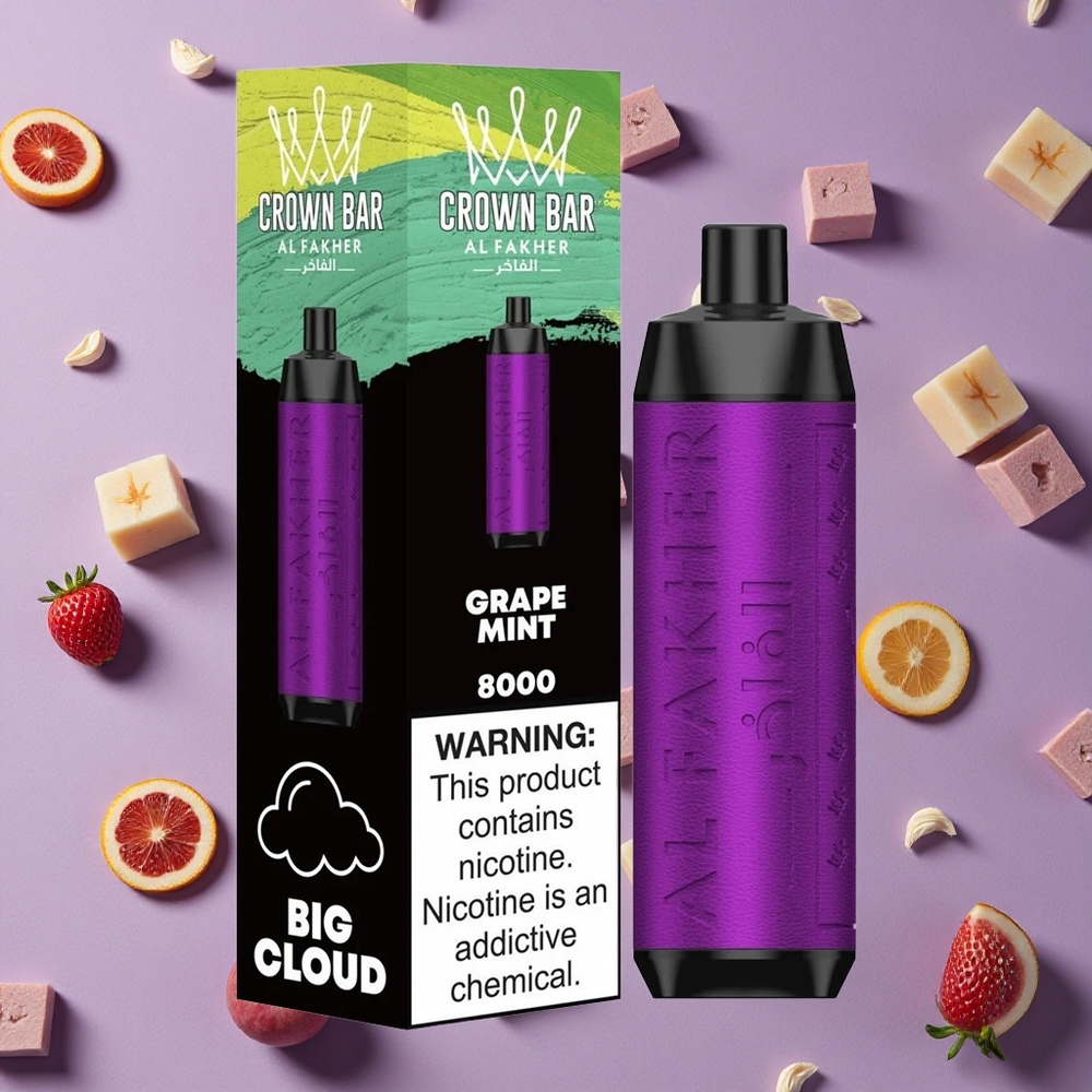 Grape Mint Al Fakher Crown Bar 8000 Puffs 18ml e-Liquid New Zealand wholesalers