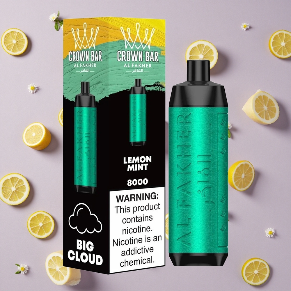 Lemon Mint Al Fakher Crown Bar 8000 Puffs 18ml e-Liquid New Zealand wholesalers