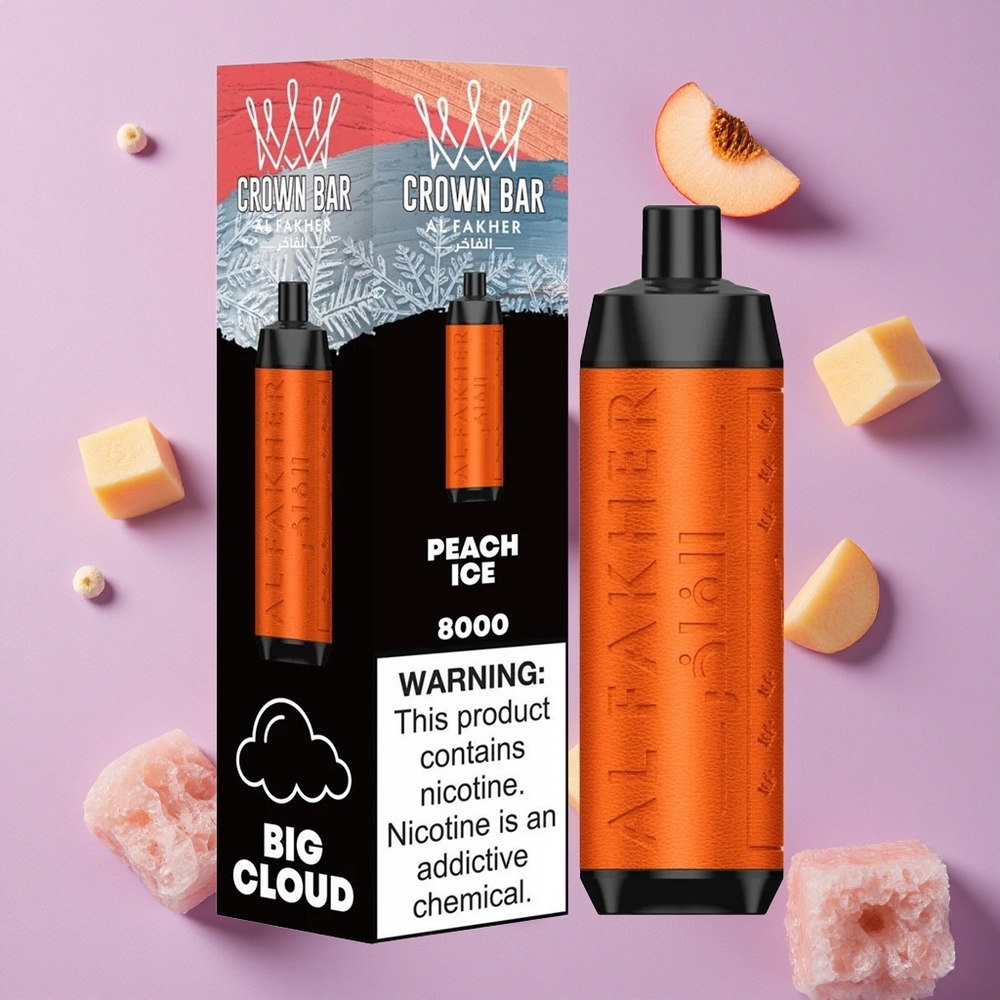 Peach Ice Al Fakher Crown Bar 8000 Puffs 18ml e-Liquid New Zealand wholesalers