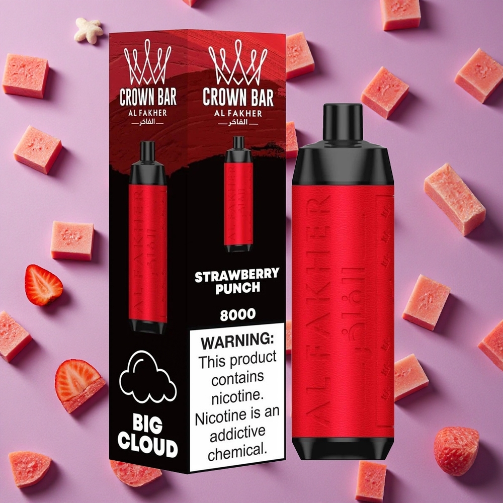 Strawberry Punch Al Fakher Crown Bar 8000 Puffs 18ml e-Liquid New Zealand wholesalers