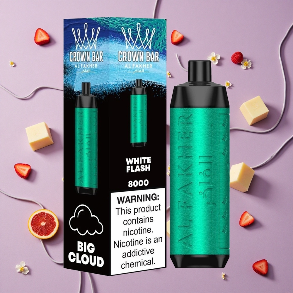 White Flash Al Fakher Crown Bar 8000 Puffs 18ml e-Liquid New Zealand wholesalers