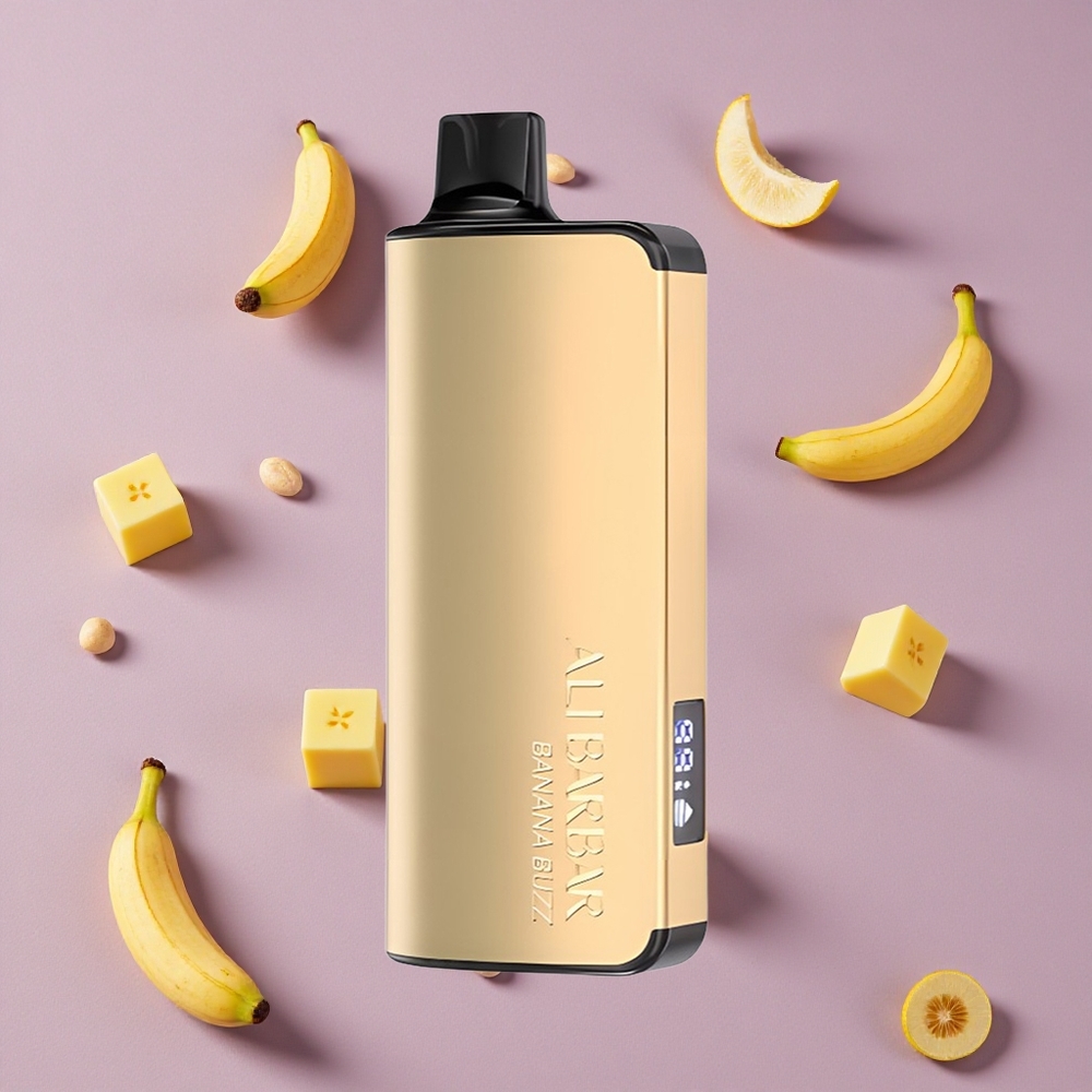 Banana Buzz Alibarbar Ingot 9000 Puffs 22ml LED Display New Zealand wholesalers