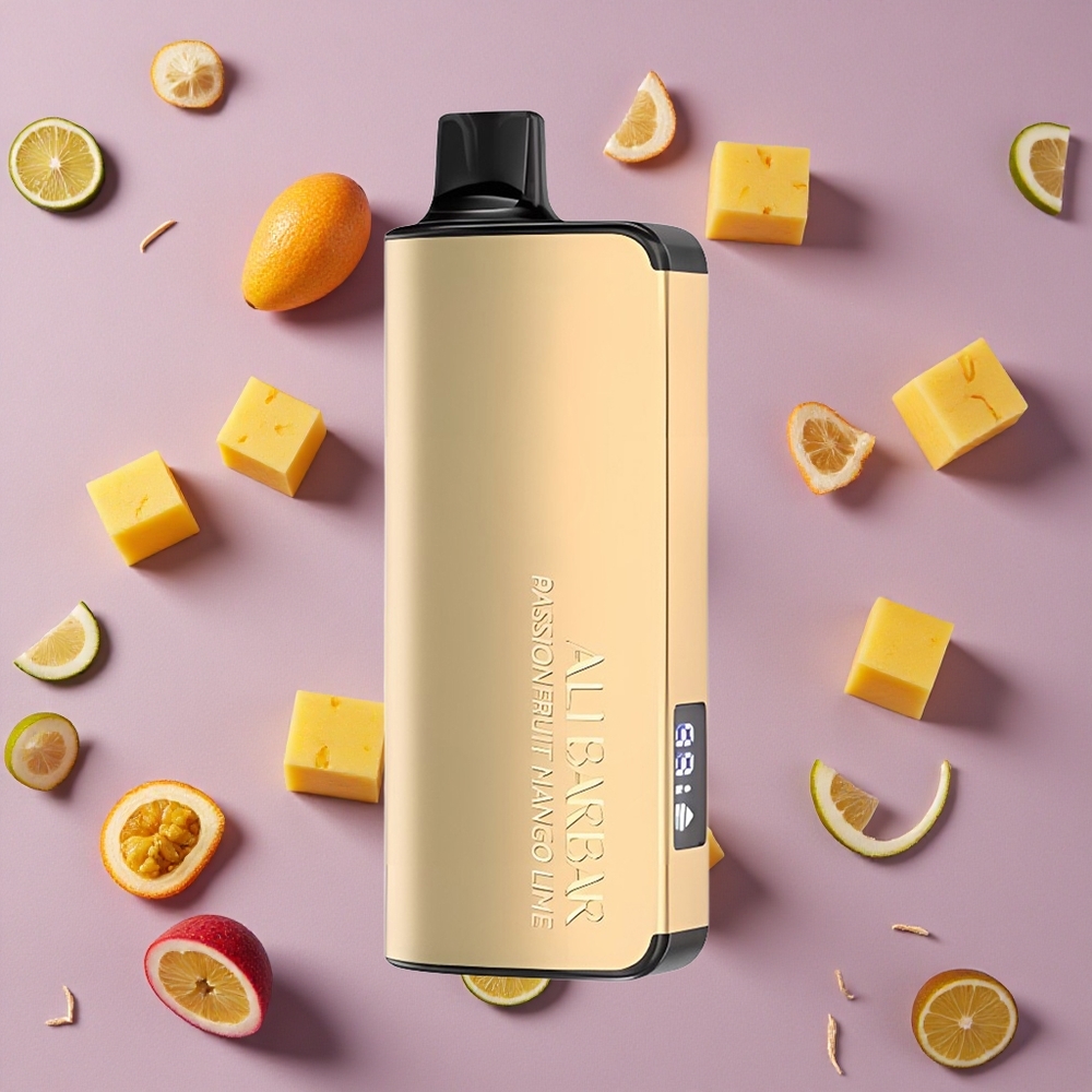 Passionfruit Mango Lime Alibarbar Ingot 9000 Puffs 22ml LED Display New Zealand wholesalers