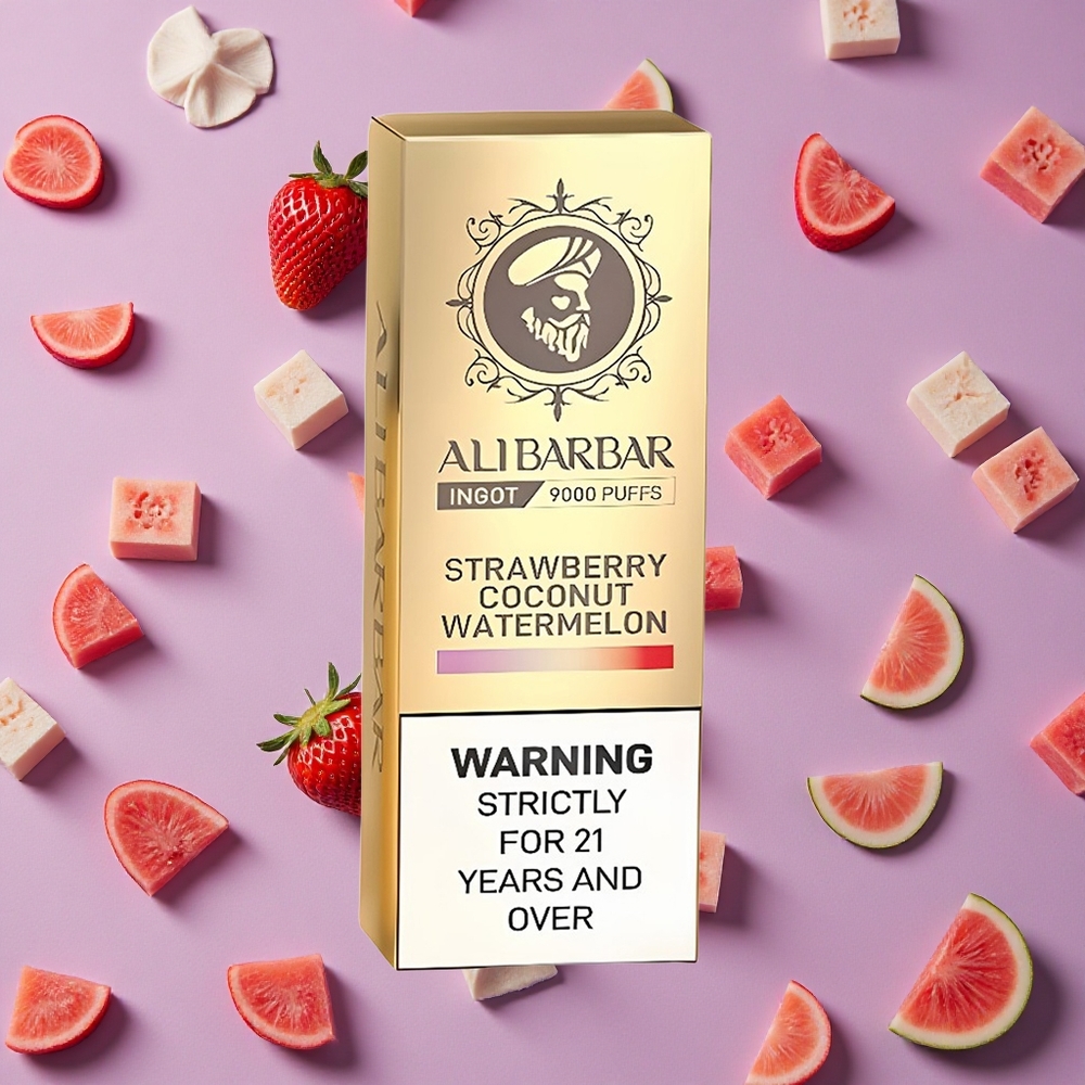 Strawberry Coconut Watermelon Alibarbar Ingot 9000 Puffs 22ml LED Display New Zealand wholesalers