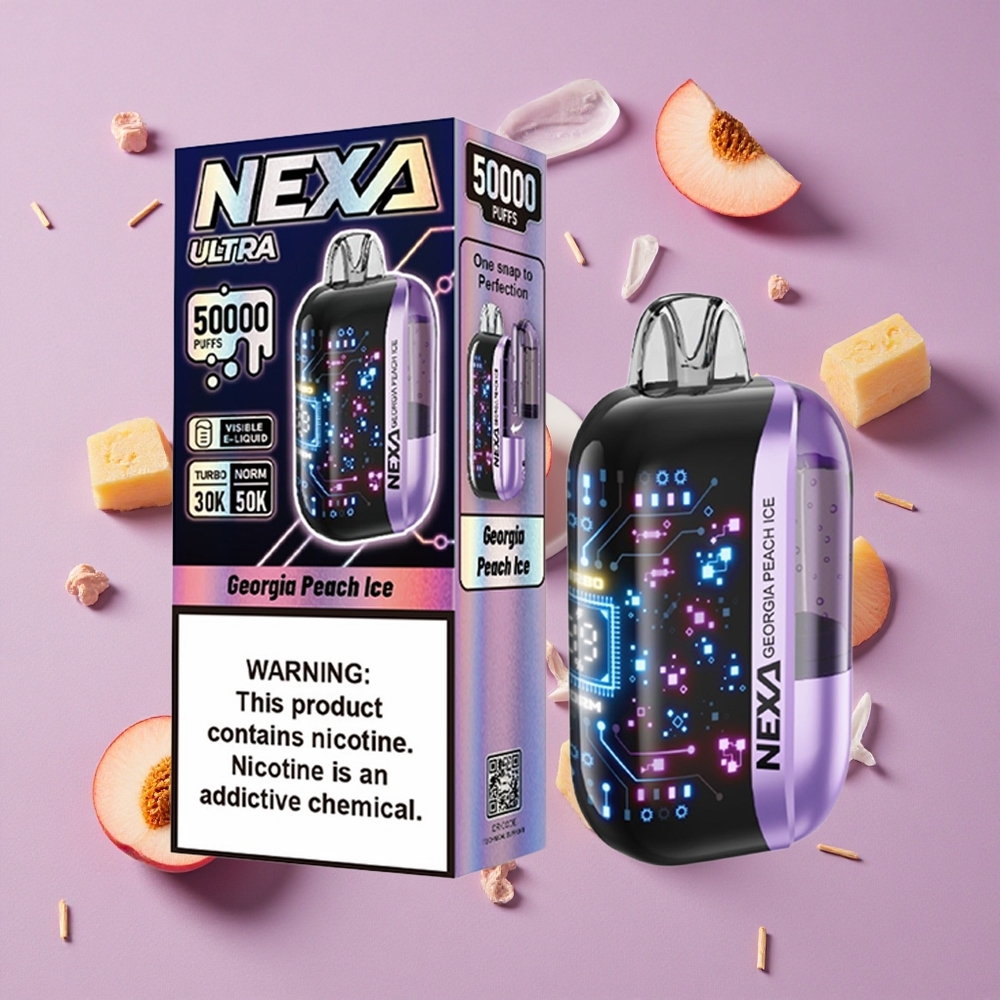 Georgia Peach Ice NEXA Ultra 50000 Puffs 20ml Display Screen New Zealand wholesalers
