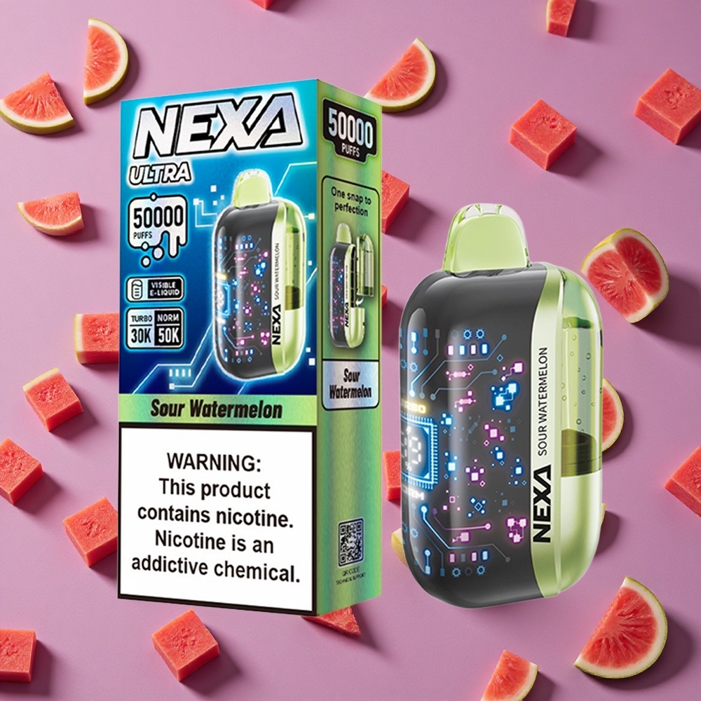 Sour Watermelon NEXA Ultra 50000 Puffs Disposable Vape with Display Screen & Type-C Charging New Zealand wholesalers