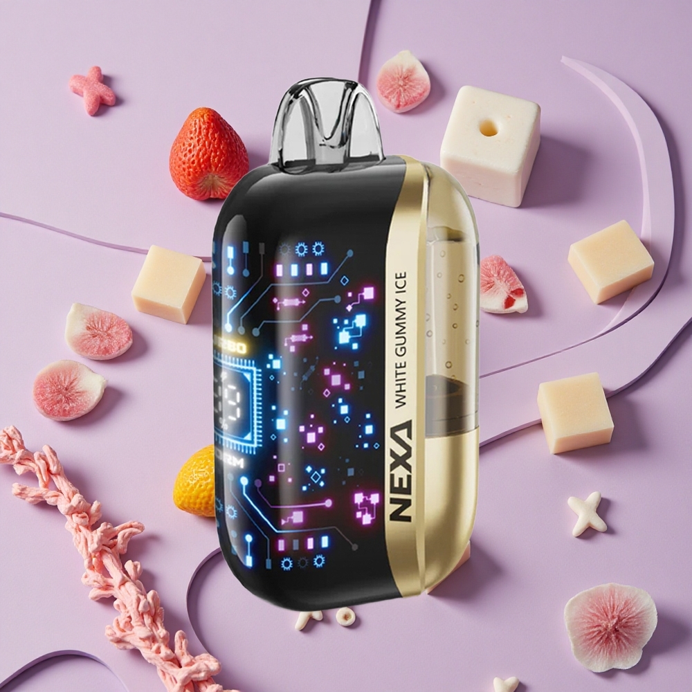 White Gummy Ice NEXA Ultra 50000 Puffs Disposable Vape with Display Screen & Type-C Charging New Zealand wholesalers