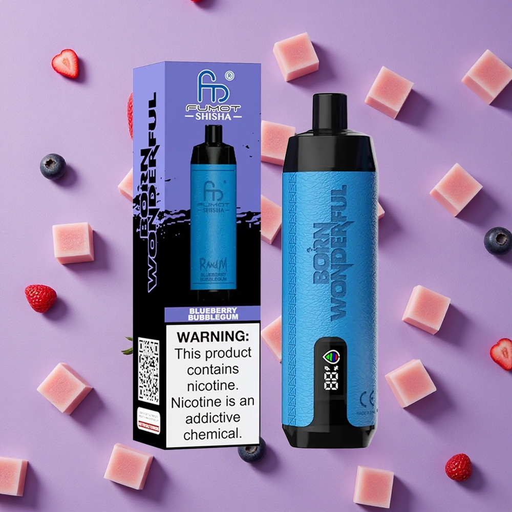Blueberry Bubblegum RandM Fumot Shisha 10000 Puffs Disposable Vape with LED Indicator and Type-C Port New Zealand wholesalers