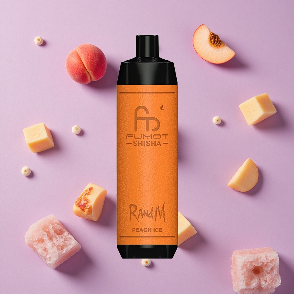 Peach Ice RandM Fumot Shisha 10000 Puffs Disposable Vape with LED Indicator & Type-C Port for New Zealand wholesalers