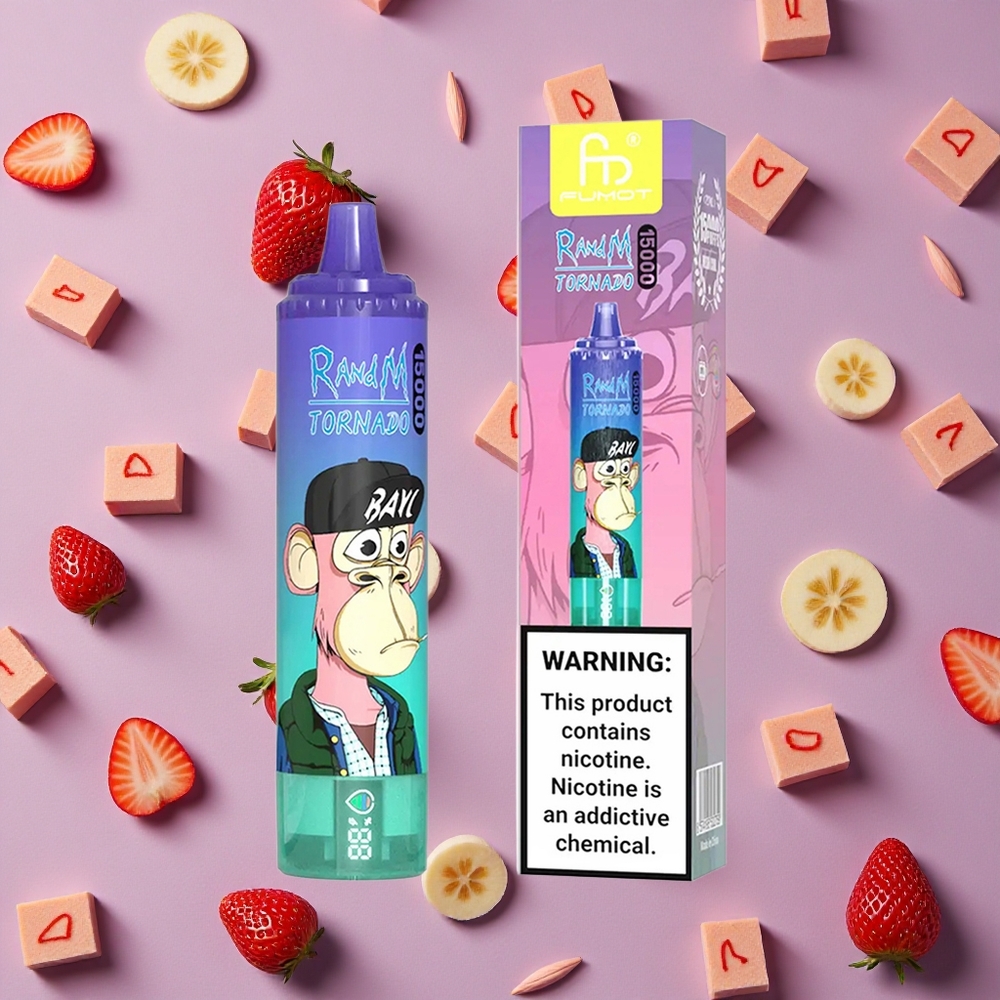Strawberry Banana RandM Fumot Tornado 15000 Puffs 25ml Mesh Coil New Zealand wholesalers
