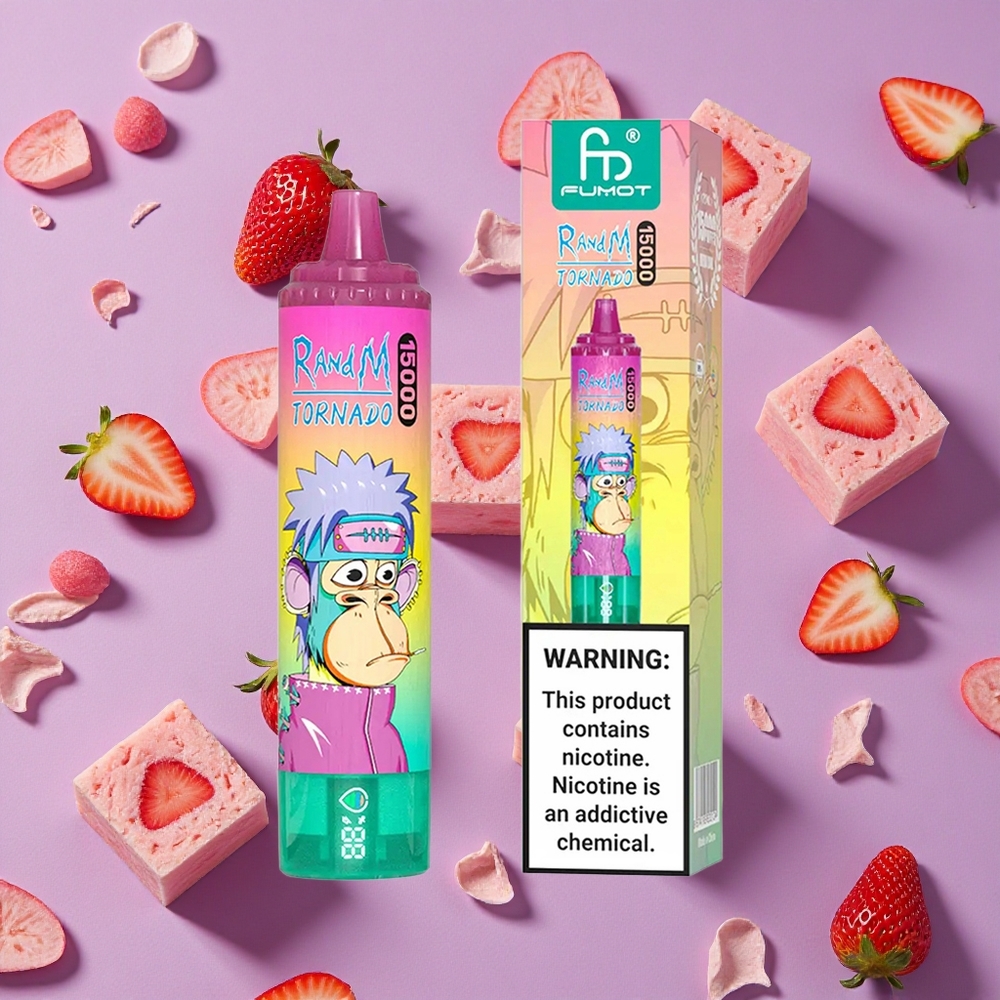 Strawberry Ice RandM Fumot Tornado 15000 Puffs 25ml Mesh Coil New Zealand wholesalers