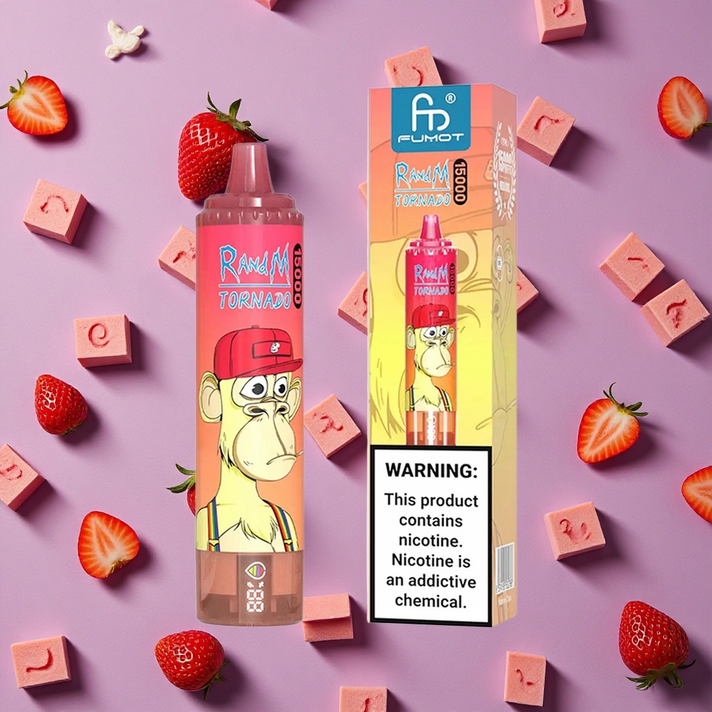 Strawberry Red Bull RandM Fumot Tornado 15000 Puffs 25ml Mesh Coil New Zealand wholesalers