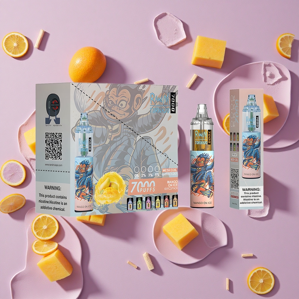 Mango On Ice RandM Fumot Tornado 7000 Puffs Mesh Coil New Zealand wholesalers