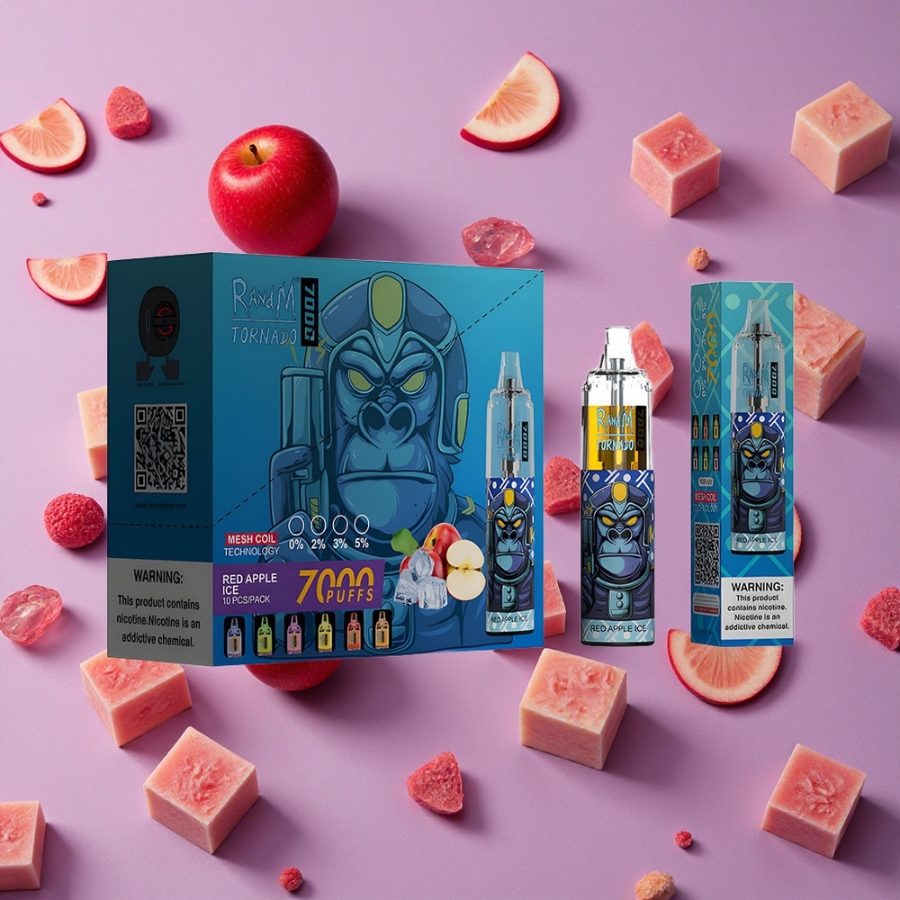 Red Apple Ice RandM Fumot Tornado 7000 Puffs Air-Adjustable Disposable Vape New Zealand wholesalers