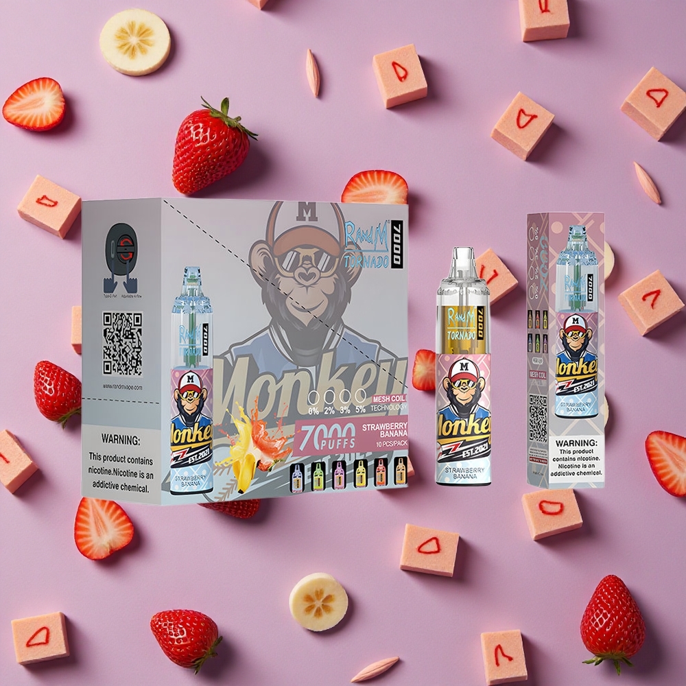 Strawberry Banana RandM Fumot Tornado 7000 Puffs Mesh Coil New Zealand wholesalers
