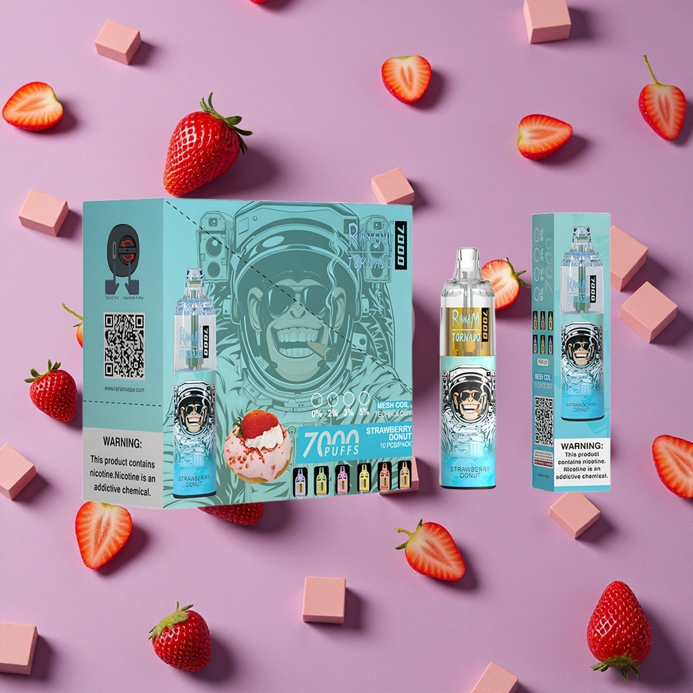 Strawberry Donut RandM Fumot Tornado 7000 Puffs Mesh Coil New Zealand wholesalers