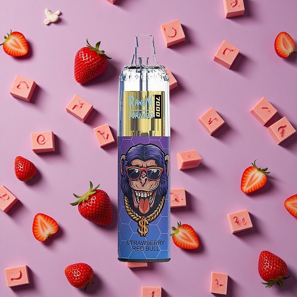 Strawberry Red Bull RandM Fumot Tornado 7000 Puffs 14ML E-liquid New Zealand wholesalers