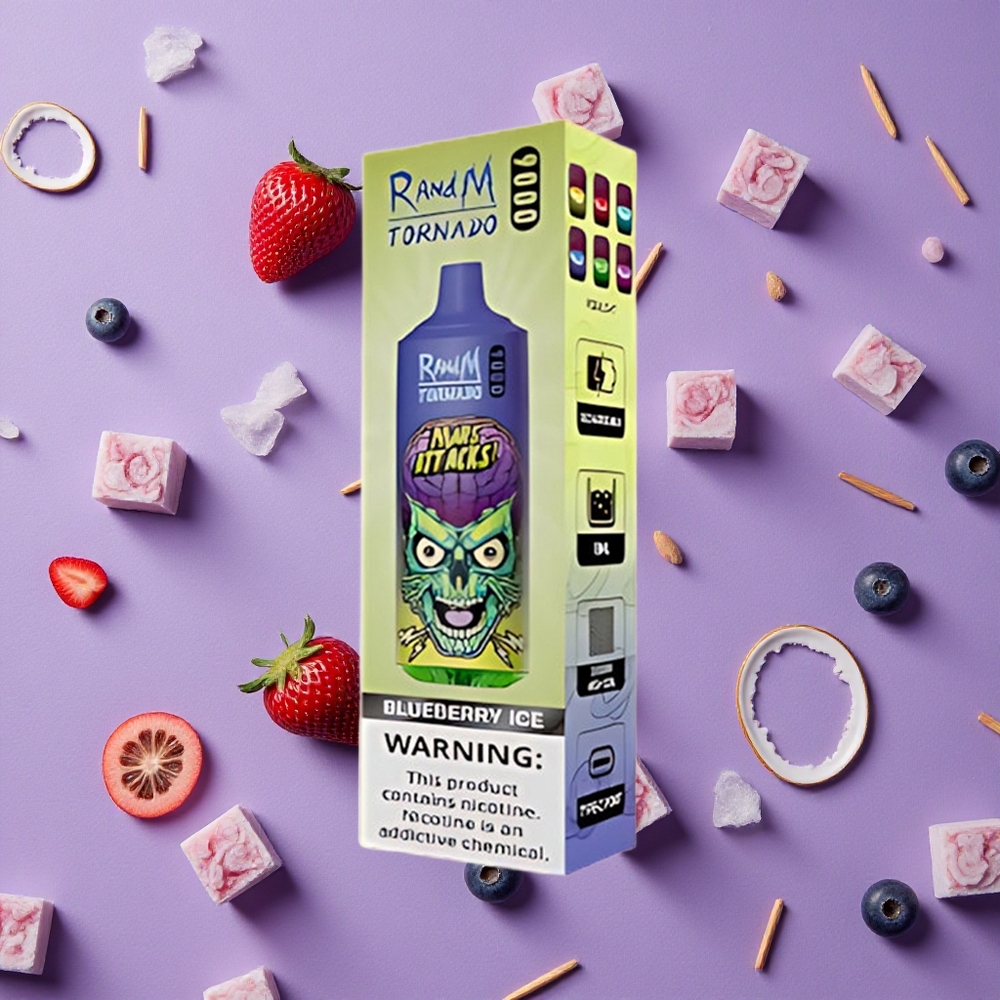 Blueberry Ice RandM Fumot Tornado 9000 Puffs 18mL Mesh Coil New Zealand wholesalers