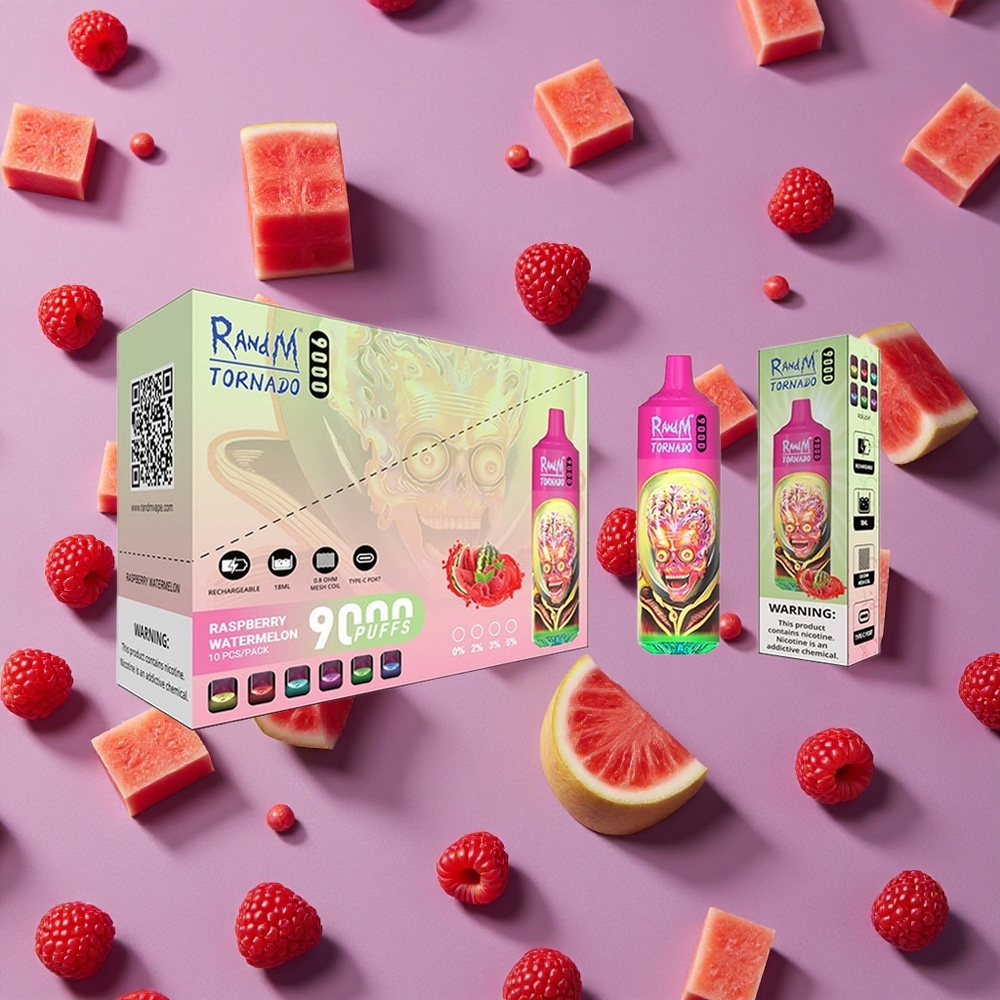 Raspberry Watermelon RandM Fumot Tornado 9000 Puffs Mesh Coil New Zealand wholesalers