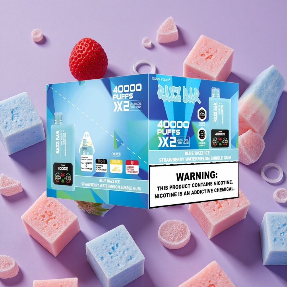 Blue Razz Ice-Strawberry Watermelon Bubble Gum Razz Bar 40000 Puffs Disposable Vape New Zealand wholesalers