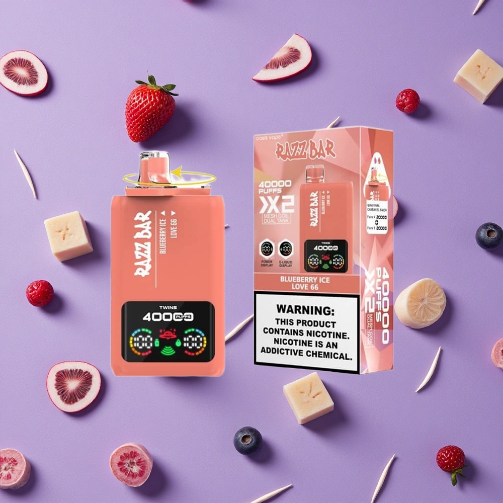 Blueberry Ice Razz Bar 40000 Puffs Power Screen Display New Zealand wholesalers