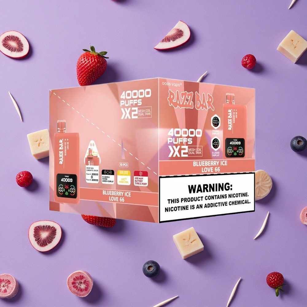 Blueberry Ice Razz Bar 40000 Puffs Power Screen Display New Zealand wholesalers
