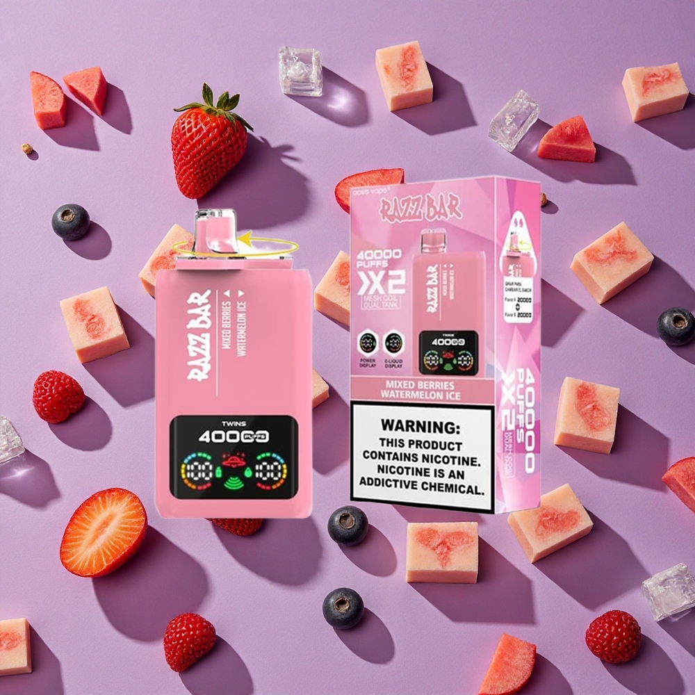 Mixed Berries Watermelon Ice Razz Bar 40000 Puffs Power Screen Display New Zealand wholesalers