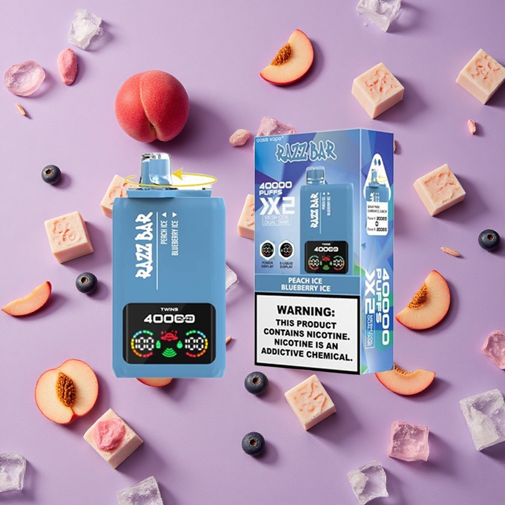 Peach Ice Blueberry Ice Razz Bar 40000 Puffs Power Screen Display Type-C Port New Zealand wholesalers