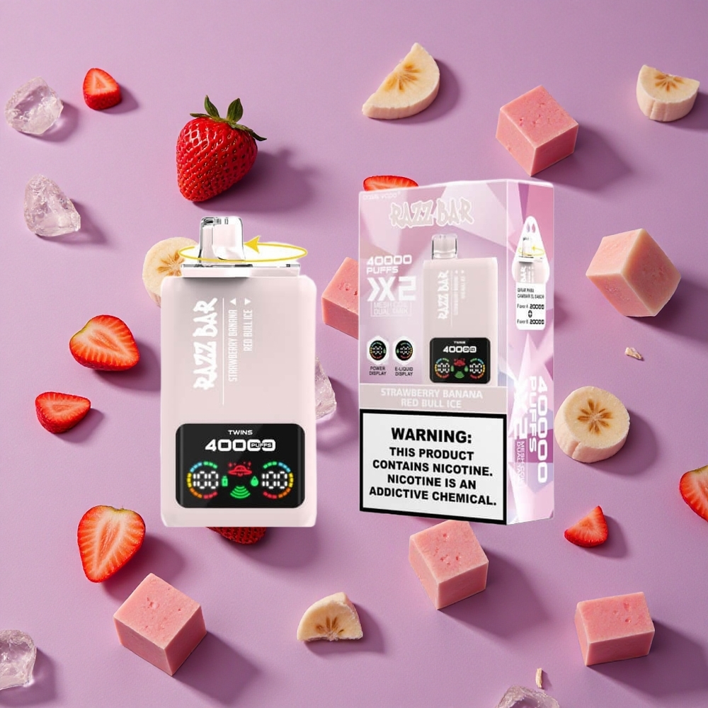 Strawberry Banana Red Bull Ice Razz Bar 40000 Puffs Power Screen Display Type-C Port New Zealand wholesalers