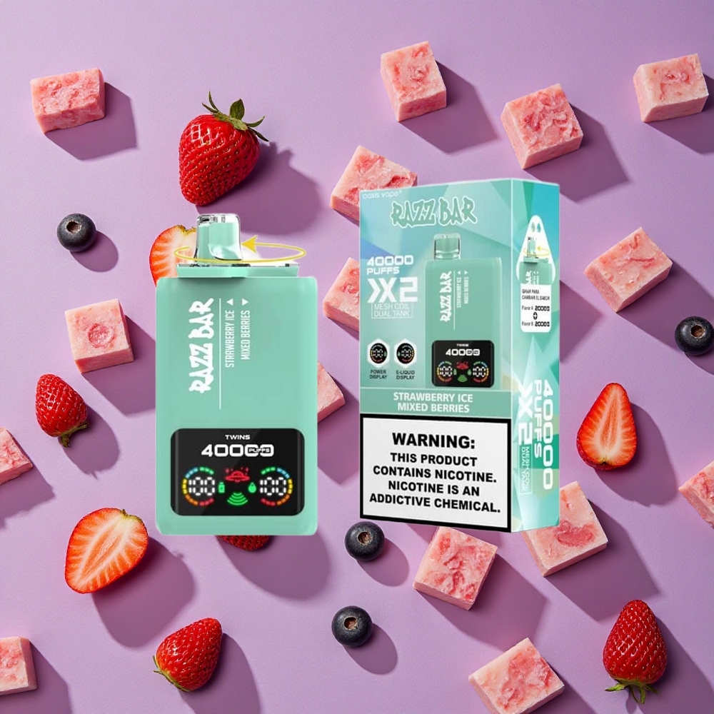Strawberry Ice Mixed Berries Razz Bar 40000 Puffs Power Screen Display New Zealand wholesalers