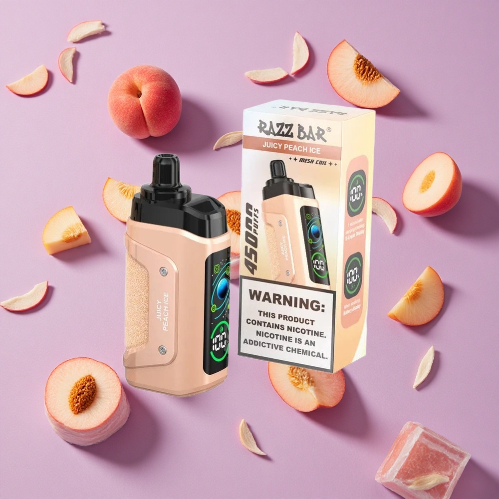 Juicy Peach Ice Razz Bar 45000 Puffs Adjustable Airflow New Zealand wholesalers