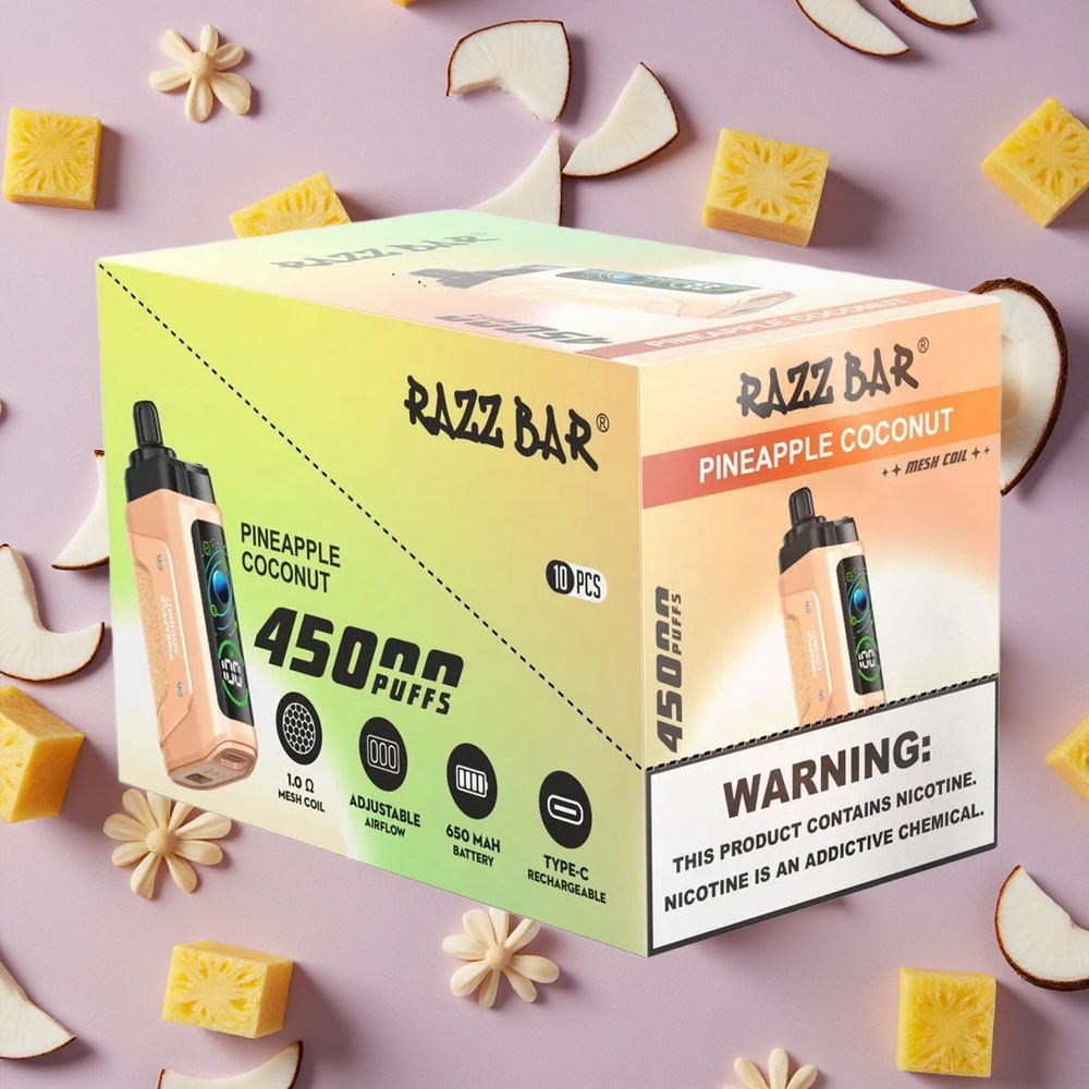 Pineapple Coconut Razz Bar 45000 Puffs Adjustable Airflow Type-C Rechargeable New Zealand wholesalers