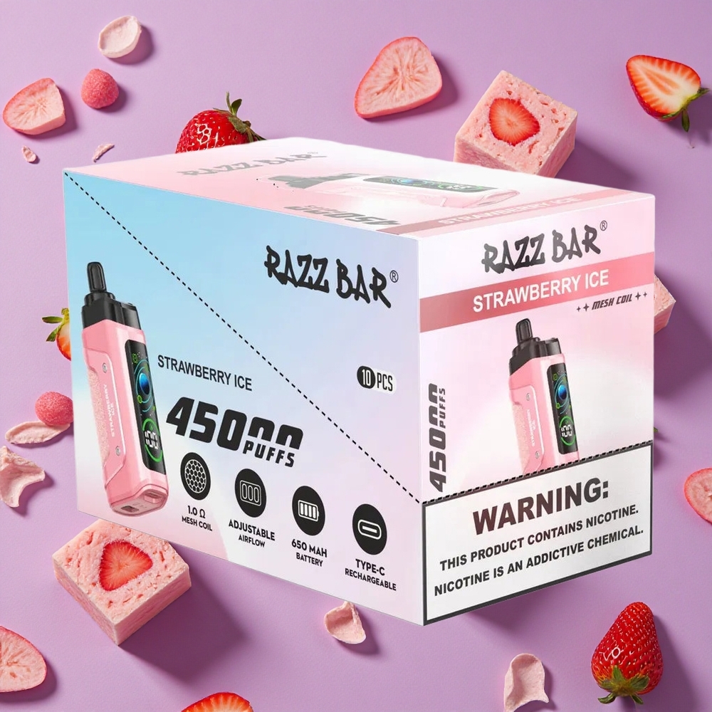 Strawberry Ice Razz Bar 45000 Puffs Adjustable Airflow New Zealand wholesalers