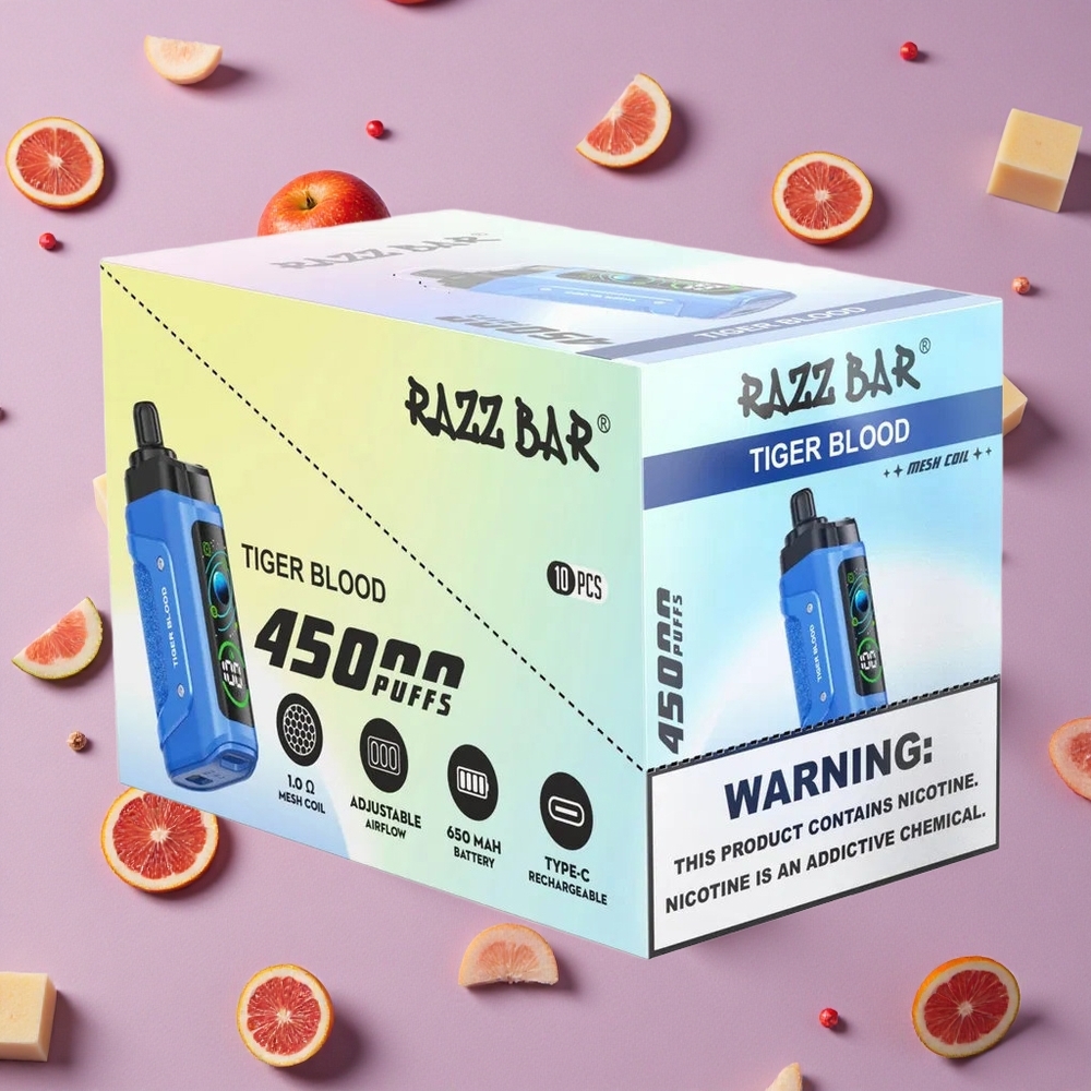 Tiger Blood Razz Bar 45000 Puffs Adjustable Airflow New Zealand wholesalers