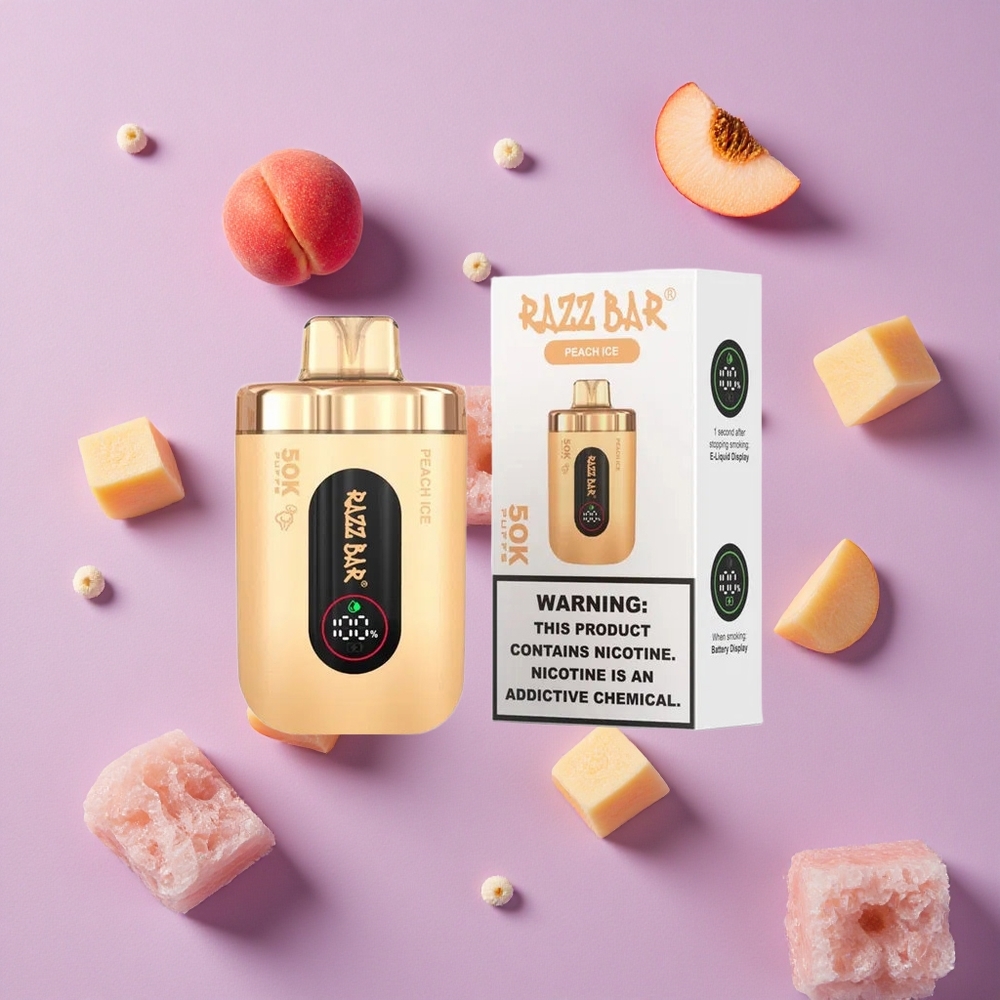 Peach Ice Razz Bar 50K Puffs 650mAh Rechargeable New Zealand wholesalers