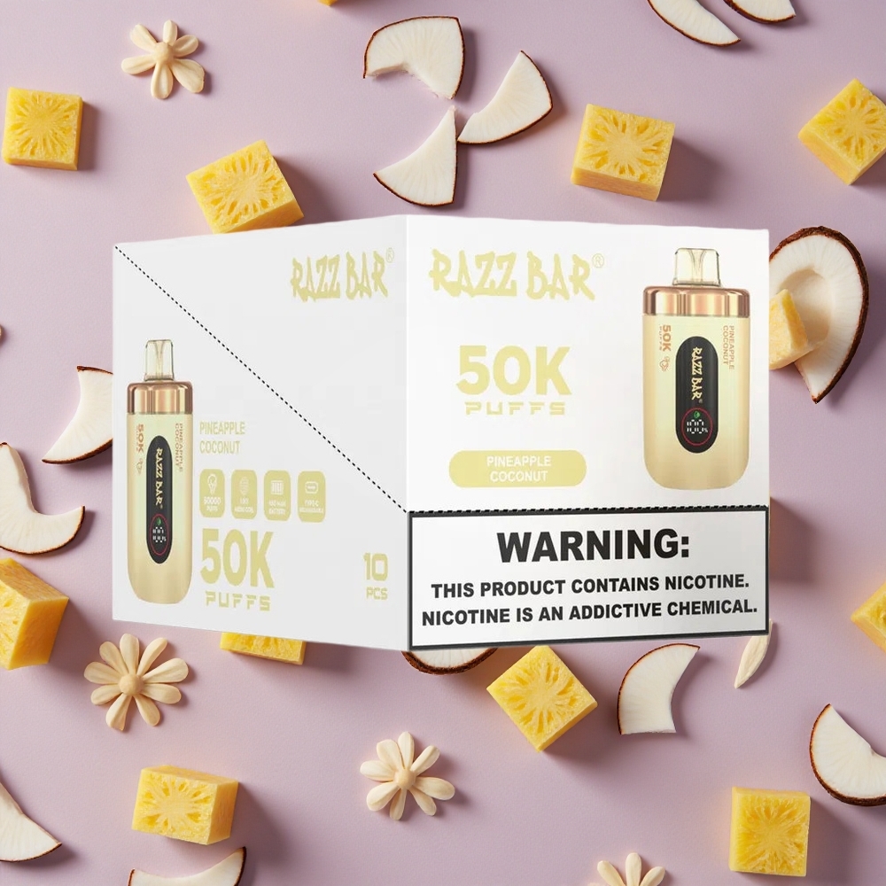 Pineapple Coconut Razz Bar 50K Puffs Disposable Vape Type-C Rechargeable New Zealand wholesalers