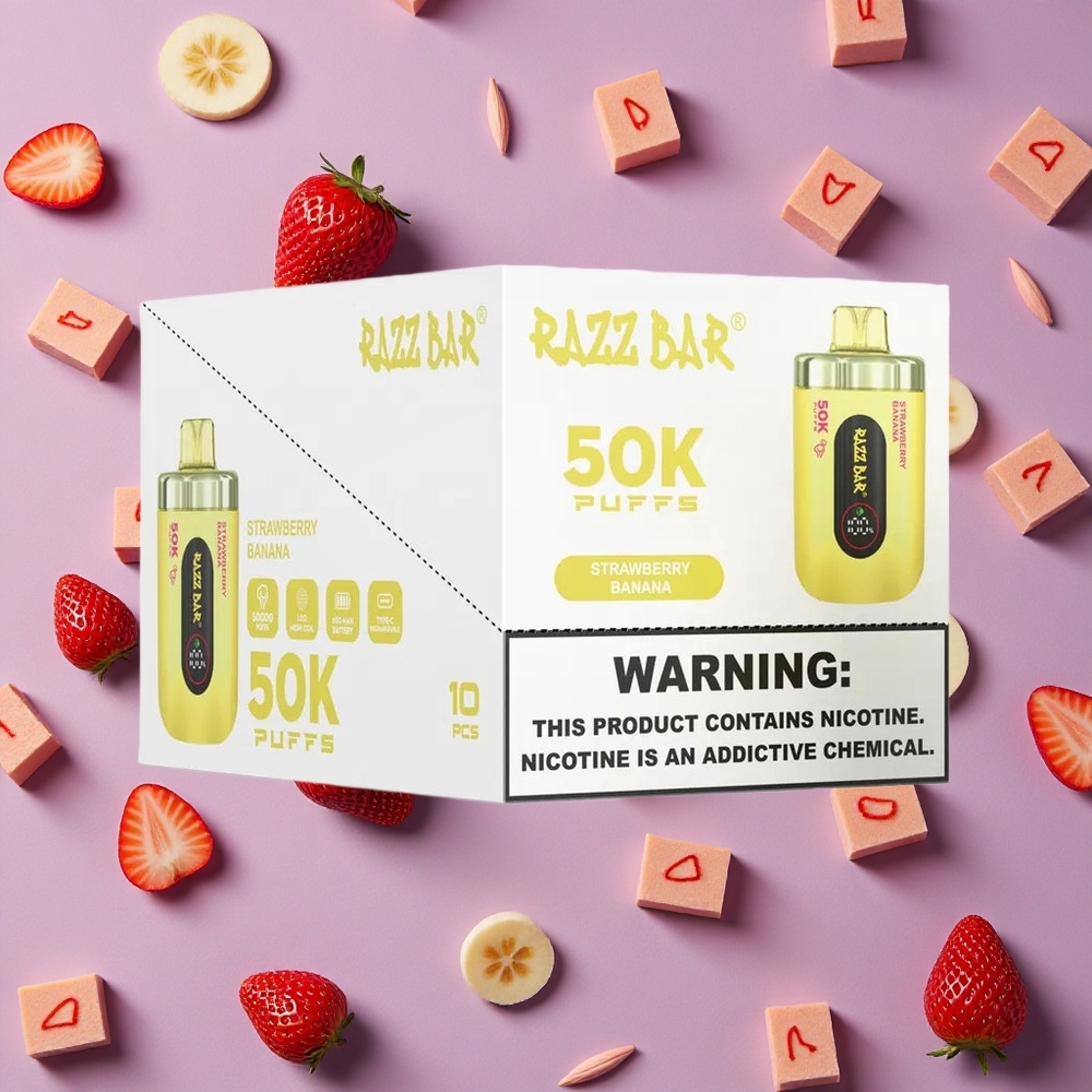 Strawberry Banana Razz Bar 50K Puffs 650mAh New Zealand wholesalers