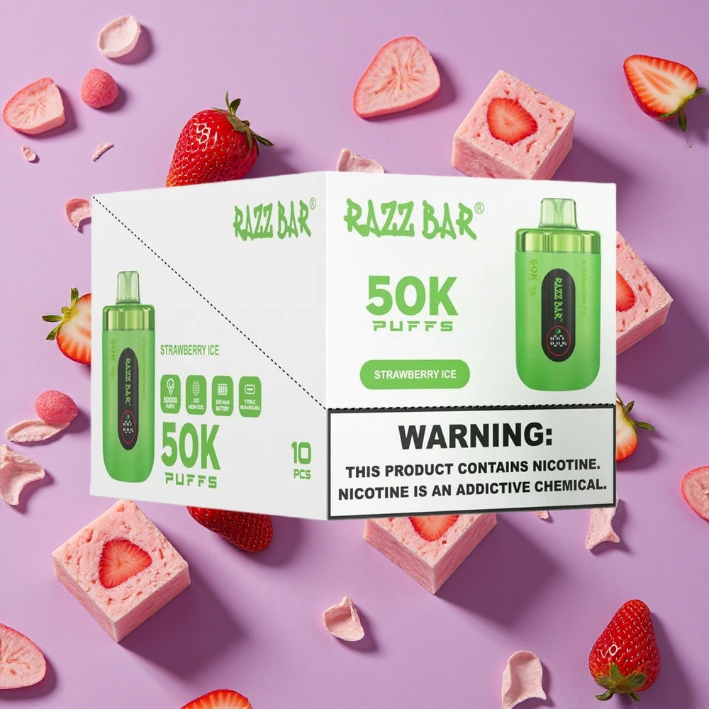 Strawberry Ice Razz Bar 50K Puffs 650mAh New Zealand wholesalers
